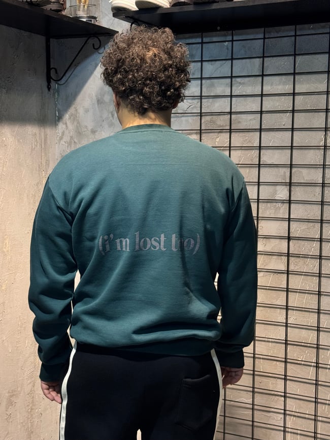 Where Are We Going ? Baskılı Yeşil Sweatshirt