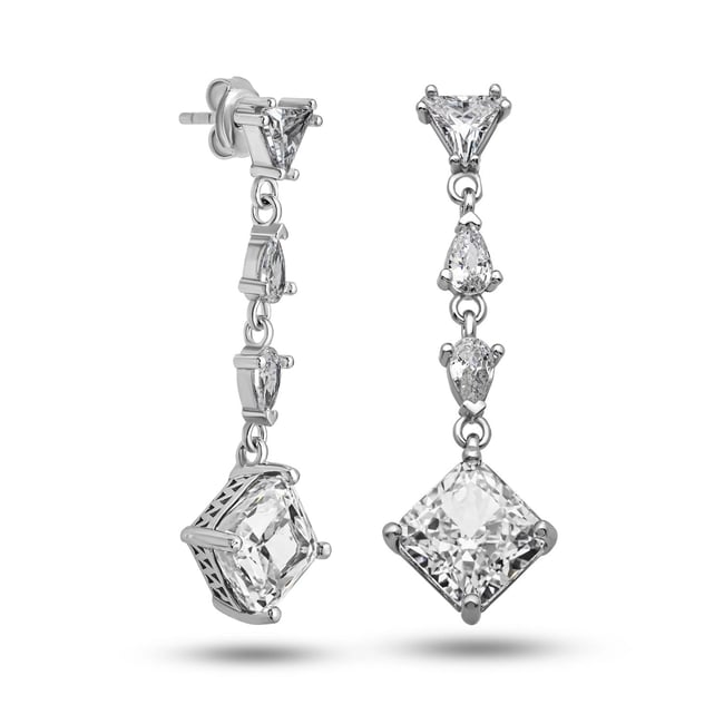 Gümüş Ice Cut Zirkon Taşlı Işıltılı Kadın Küpe