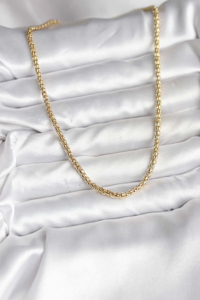 14K Gold Renk Kaplama Boru Zincir Model CM Kadın Kolye