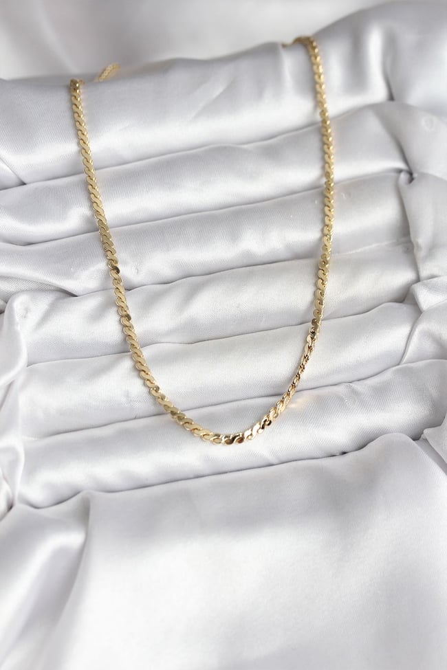 14K Gold Renk Kaplama Ezme Yılan Zincir Model CM Kadın Kolye