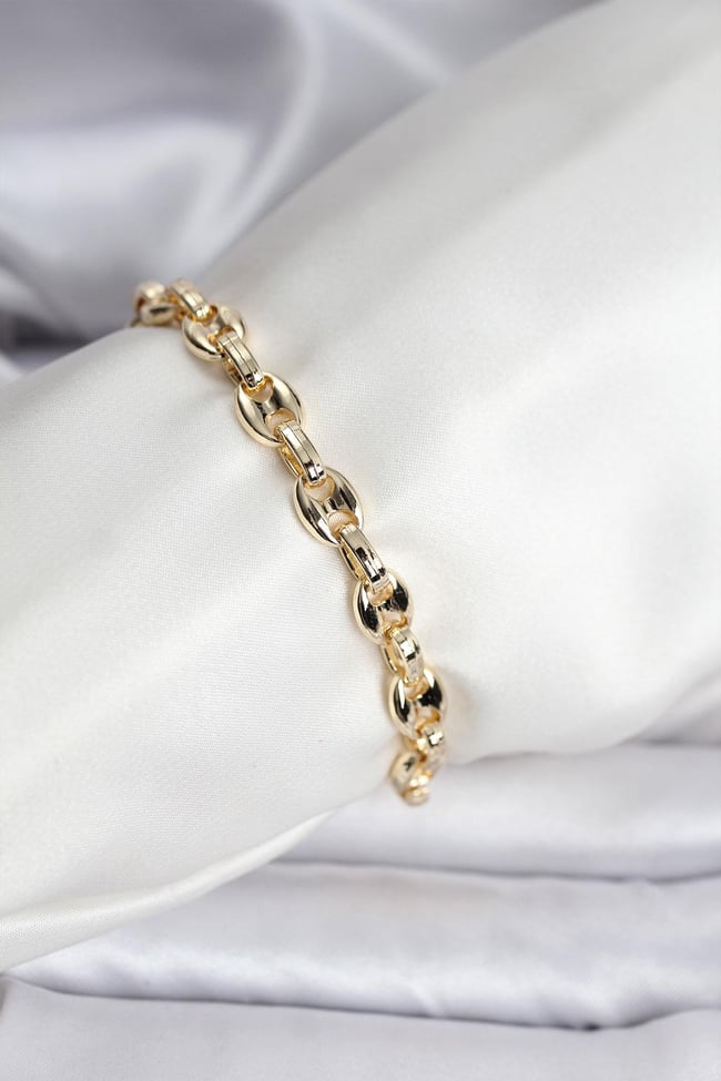 14K Gold Renk Kaplama Kahve Çekirdeği Model CM Kadın Bileklik
