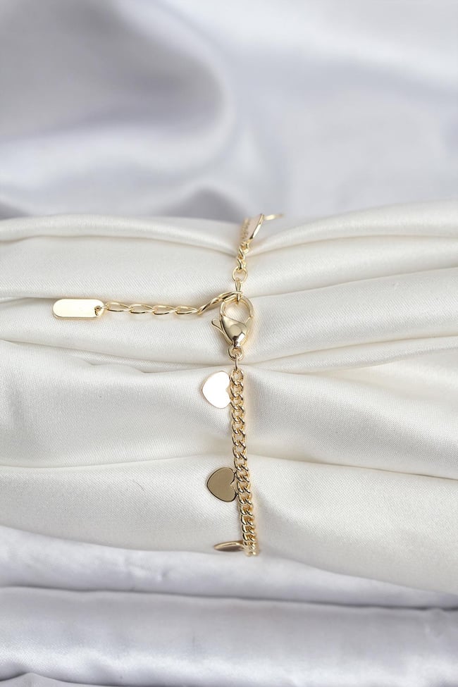 14K Gold Renk Kaplama Kalpli Model CM Kadın Bileklik
