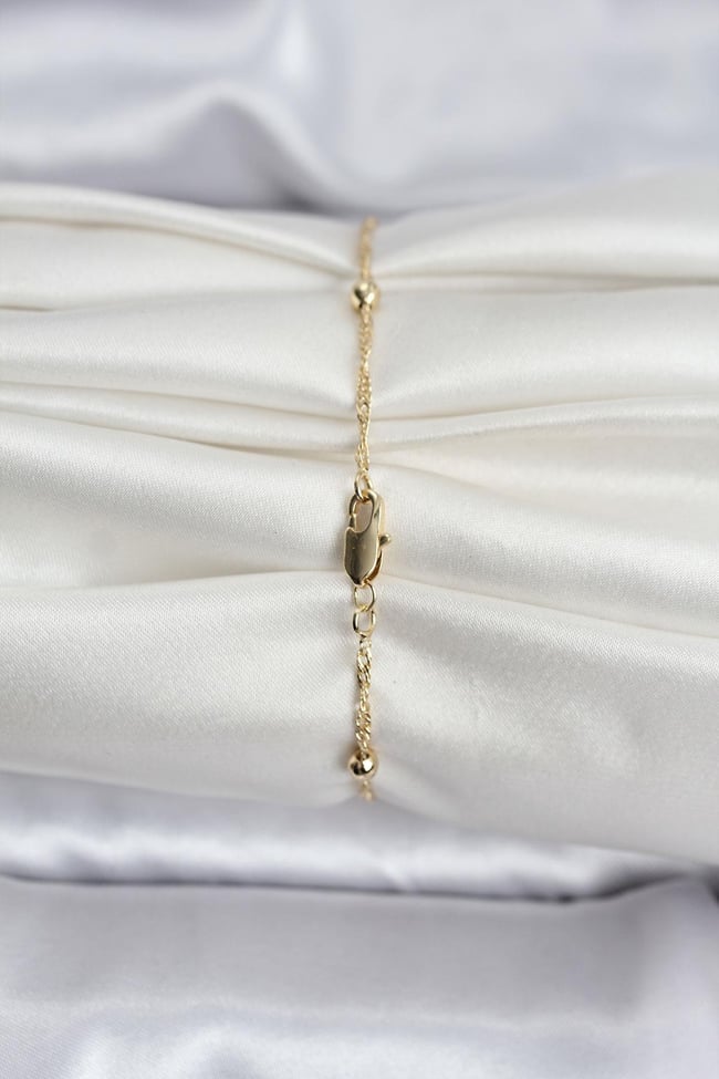 14K Gold Renk Kaplama Topçuklu Model CM Kadın Bileklik