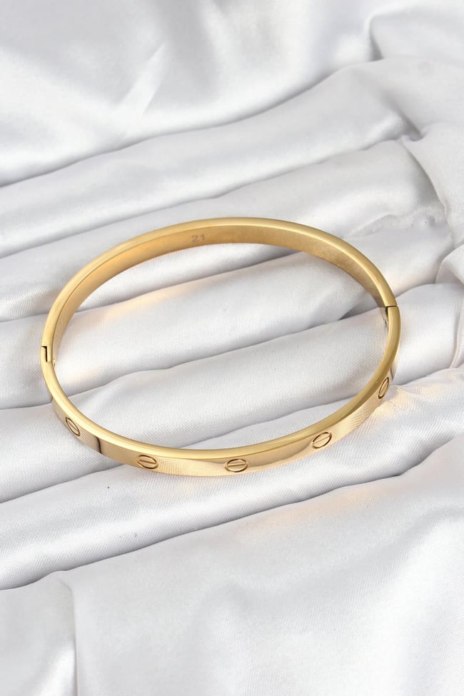 316L Çelik Gold Renk 65 mm Kadın Kelepçe Bileklik