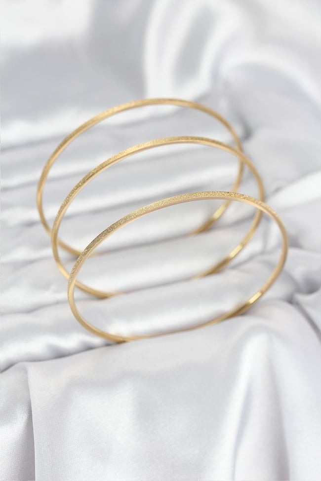 316L Çelik Gold Renk Simli Model Ajda 65 mm Kadın Bileklik