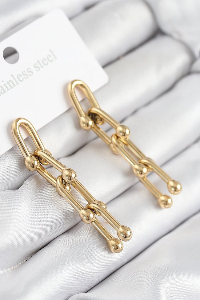 316L Çelik Sallantılı Tifany Model Gold Renk Kadın Küpe