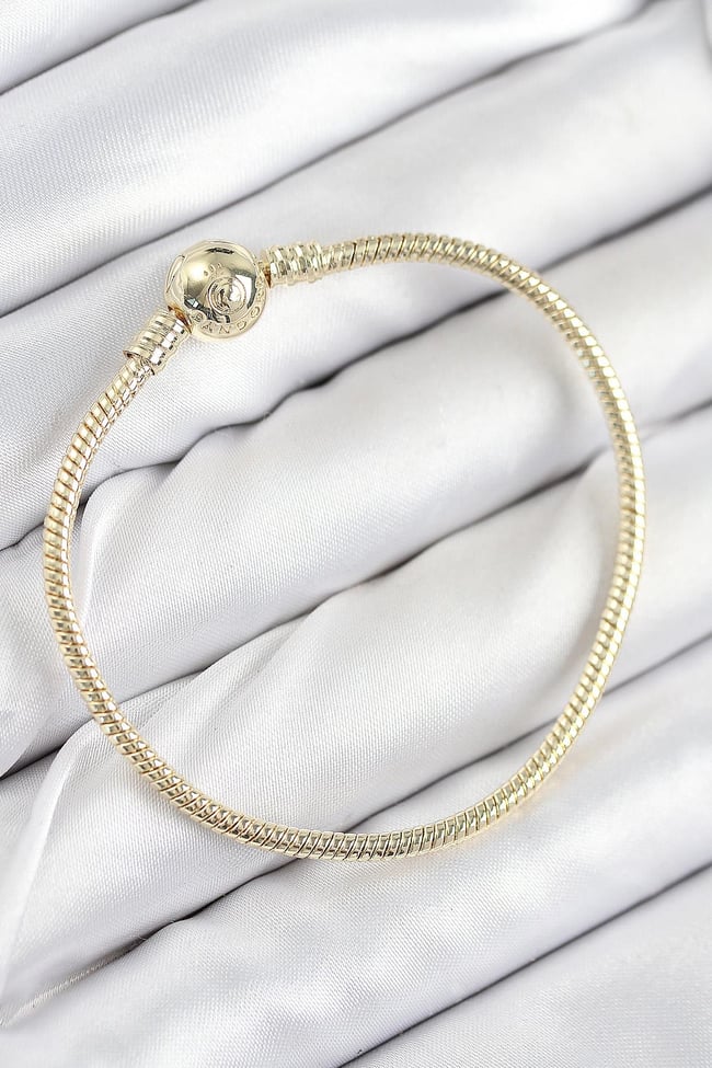 Pirinç Charm Topcuk Model Gold Renk Kadın Bileklik