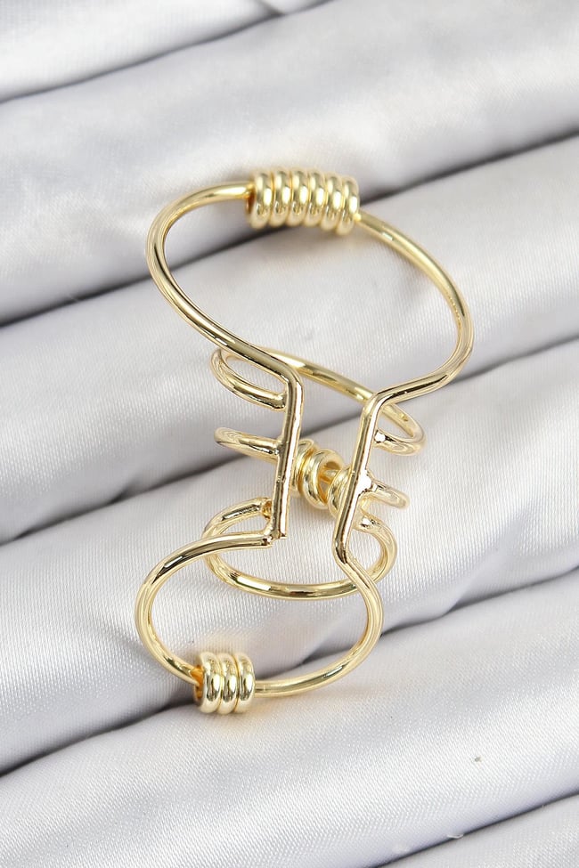 Pirinç Halkalı Model Gold Renk Kıkırdak Küpe