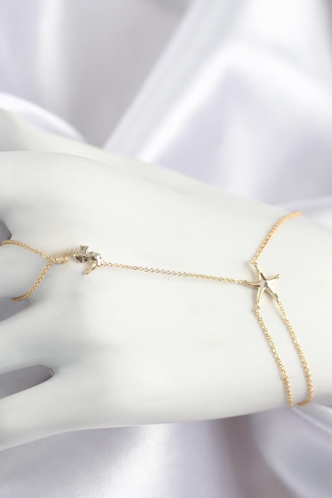 Pirinç Zirkon Taşlı Deniz Atı Ve Yıldız Model Gold Renk Şahmeran
