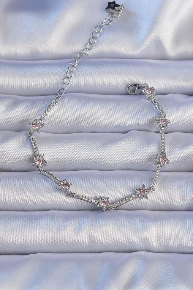 Vip Seri Pirinç Gümüş Renk Zirkon Taşlı Halley Yıldız Model Bileklik