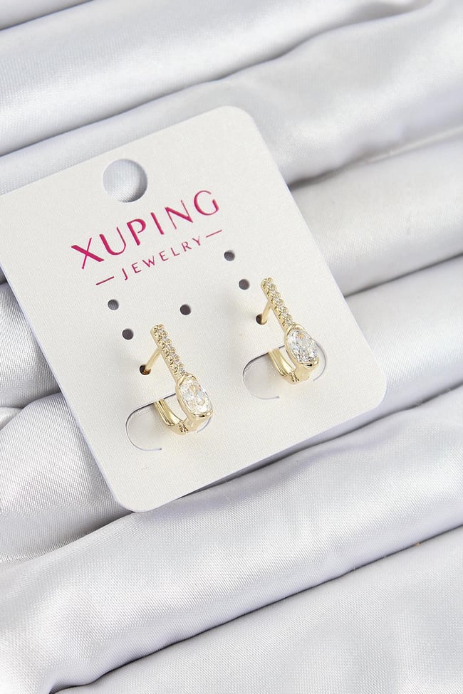 Xuping Zirkon Taşlı I Model Gold Renk Kadın Küpe