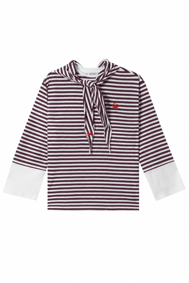 CRAB ÇİZGİLİ BLUZ BORDO