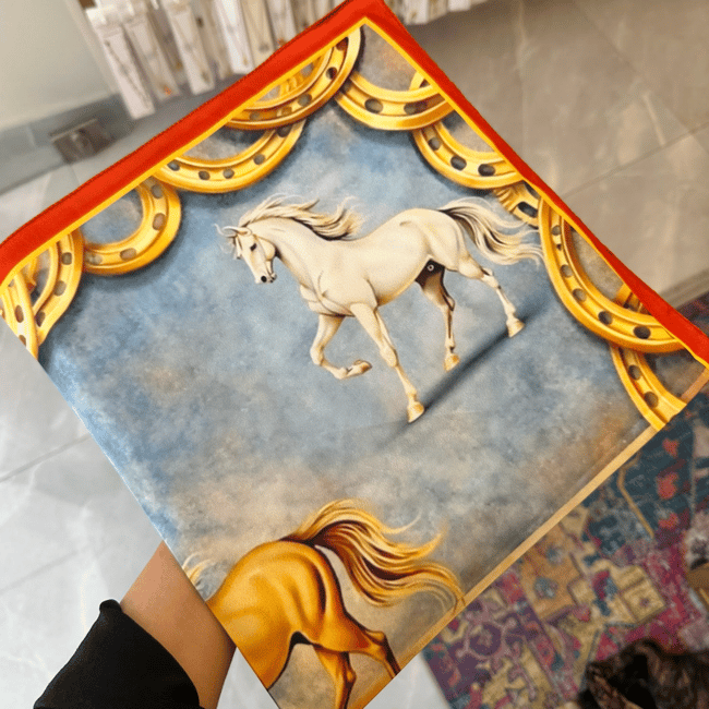 Altın Nal 60X60 İpeksi Fular