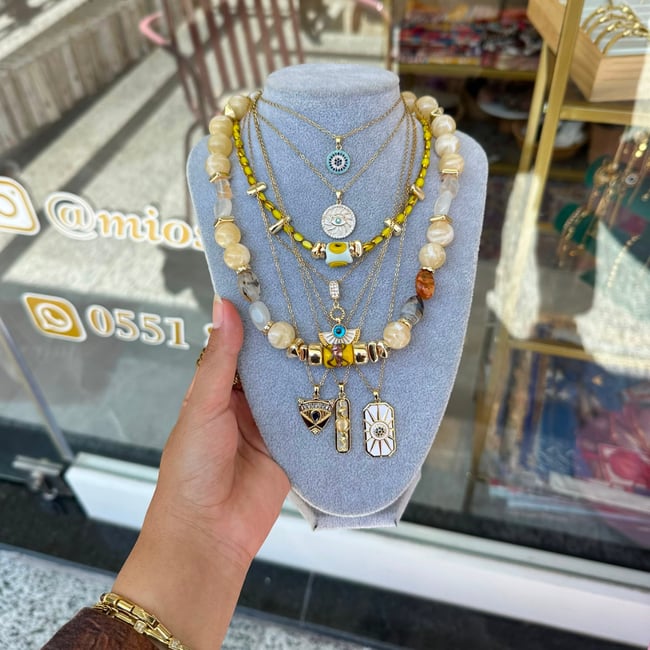 Bodrum Boncuklu İnci Kolye Seti