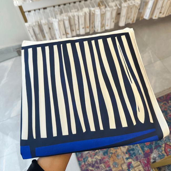 Modern Mavi 60X60 İpeksi Fular