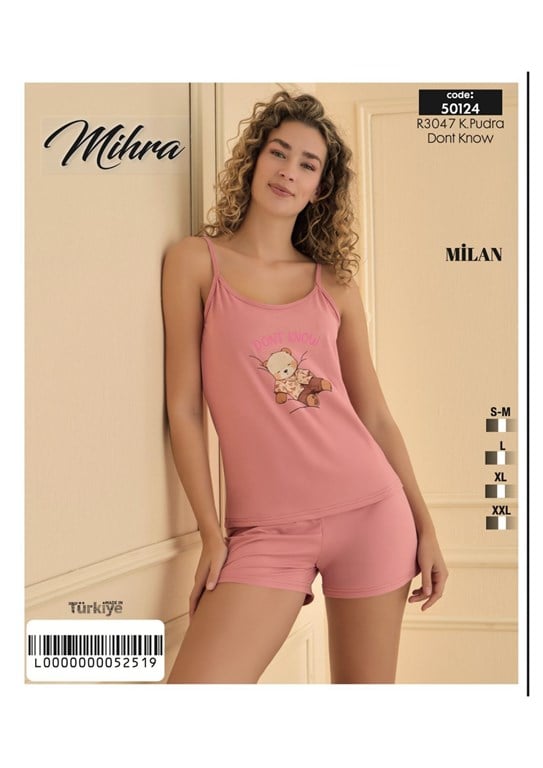 Mihra 50124-R3047 Kadın Bambu Milan Atlet Şort Takımı
