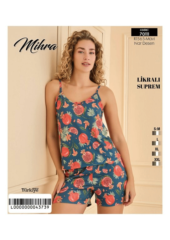 Mihra 70111-R1565 Kadın Bambu Digital Süprem Şortlu Atlet Takımı