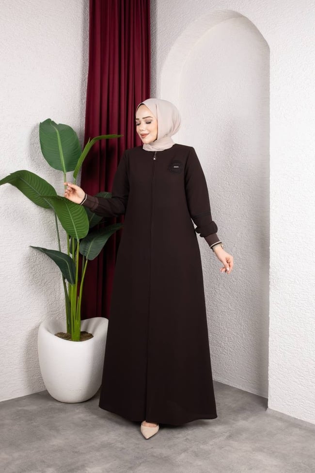 Sade ve Şık Günlük Ferace 2275 Acı Kahve