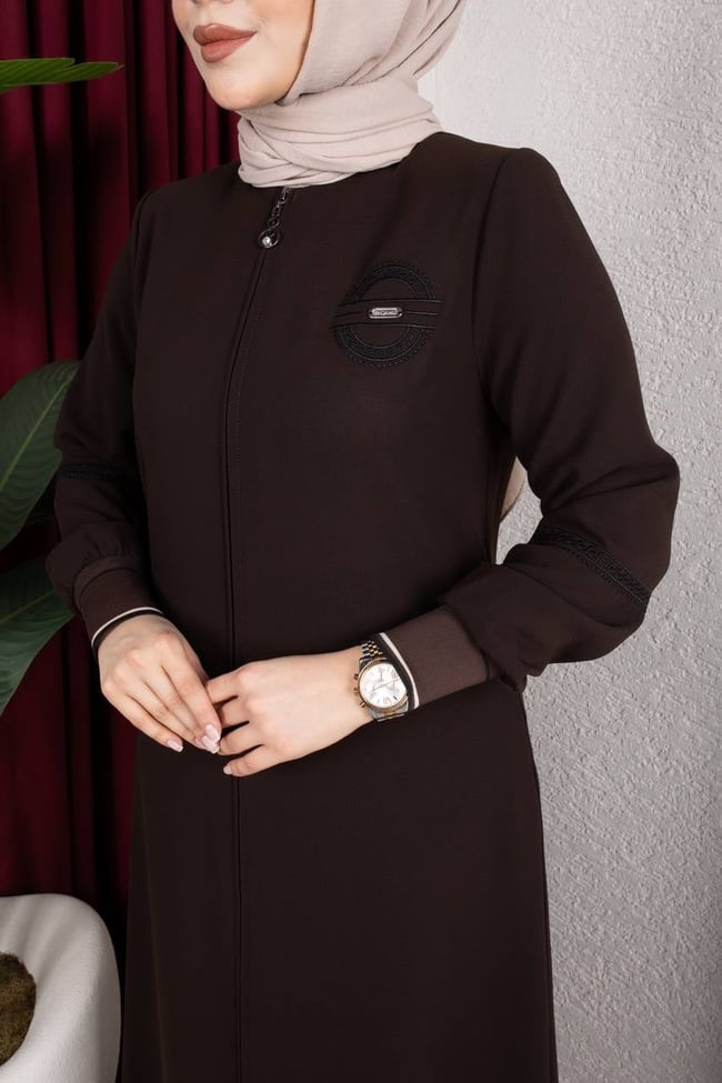 Sade ve Şık Günlük Ferace 2275 Acı Kahve