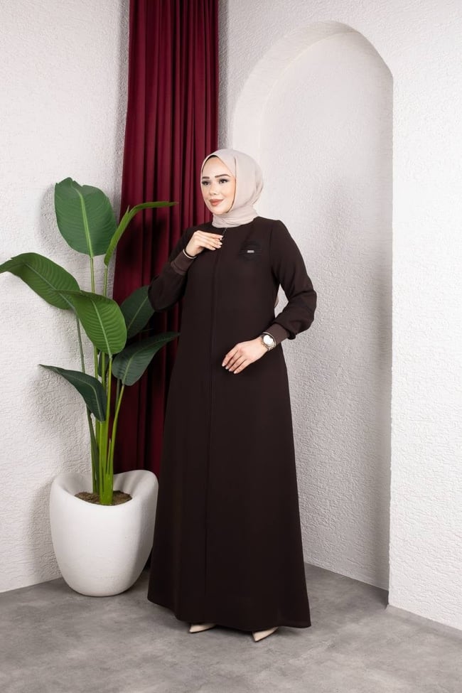 Sade ve Şık Günlük Ferace 2275 Acı Kahve