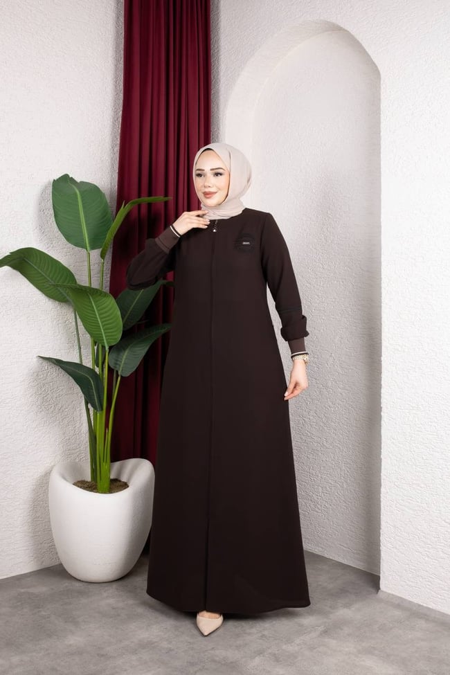 Sade ve Şık Günlük Ferace 2275 Acı Kahve