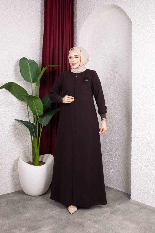 Sade ve Şık Günlük Ferace 2275 Acı Kahve