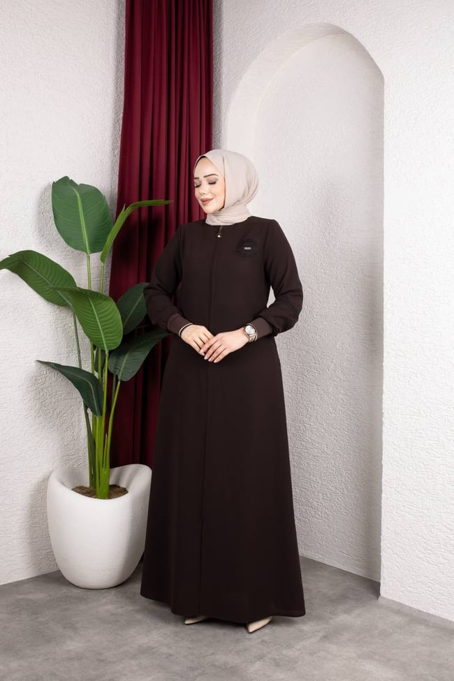 Sade ve Şık Günlük Ferace 2275 Acı Kahve
