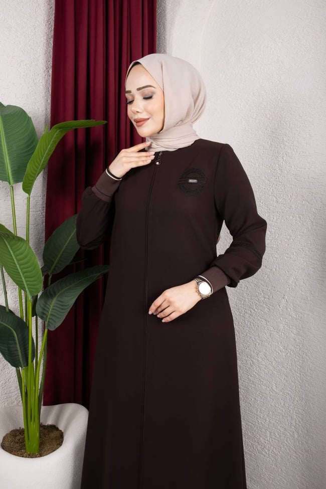Sade ve Şık Günlük Ferace 2275 Acı Kahve