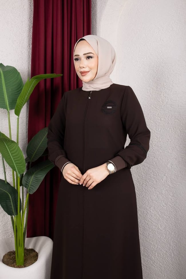 Sade ve Şık Günlük Ferace 2275 Acı Kahve