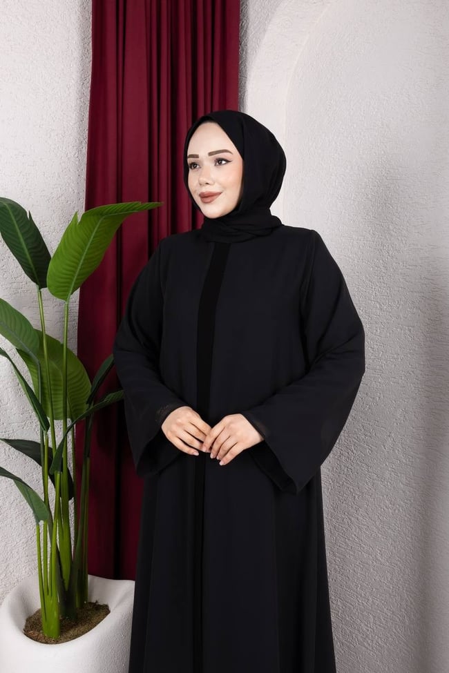 Şifon Dış Katlı Ferace 2332 Siyah