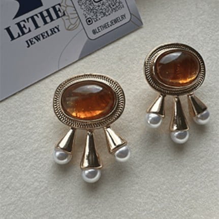 Kehribar İnci Küpe