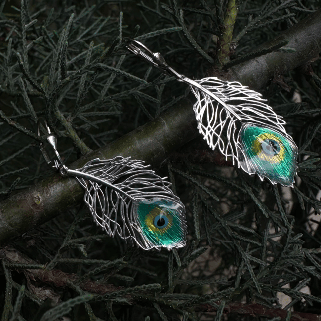 Silver Tavus Kuşu Küpe - 925 ayar gümüş