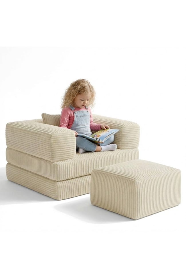 Premium Krem Fitilli Kadife Modüler Çocuk Koltuğu ve Puf Seti - Bebek Dinlenme Koltuğu- Foamly
Duo Sünger Koltuk - Foamly