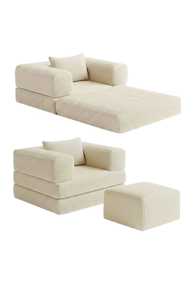 Premium Krem Fitilli Kadife Modüler Çocuk Koltuğu ve Puf Seti - Bebek Dinlenme Koltuğu- Foamly
Duo Sünger Koltuk - Foamly