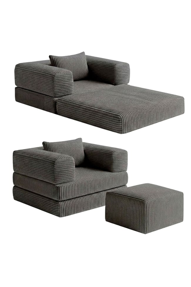Premium Koyu Gri Fitilli Kadife Modüler Çocuk Koltuğu ve Puf Seti - Bebek Dinlenme Koltuğu- Foamly
Duo Sünger Koltuk - Foamly