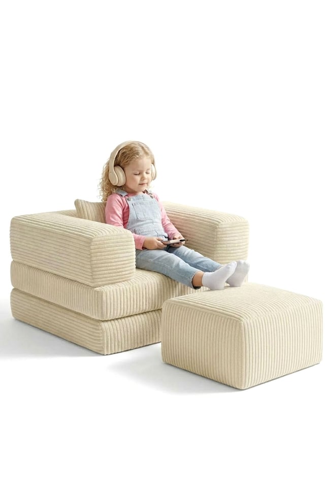 Premium Krem Fitilli Kadife Modüler Çocuk Koltuğu ve Puf Seti - Bebek Dinlenme Koltuğu- Foamly
Duo Sünger Koltuk - Foamly