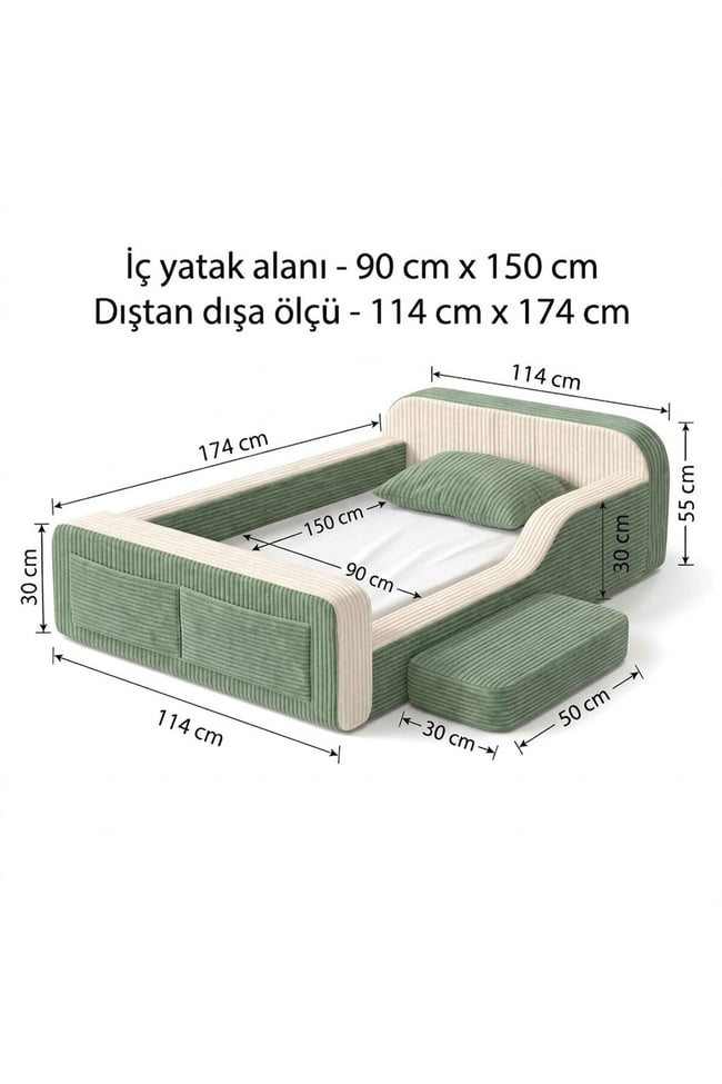 Modüler Tamamen Sünger Anne Yanı Yer Yatağı - Fitilli Kadife Korumalı Çocuk Yatağı & Basamaklı Uyku Yuvası- Foamly
Duo Sünger Koltuk - Foamly