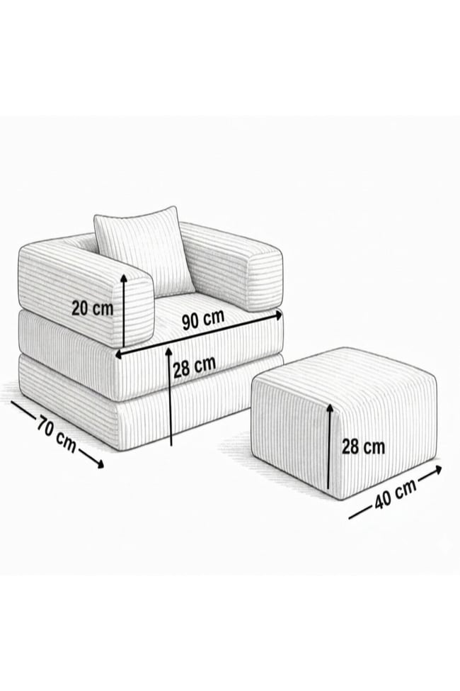 Premium Koyu Gri Fitilli Kadife Modüler Çocuk Koltuğu ve Puf Seti - Bebek Dinlenme Koltuğu- Foamly
Duo Sünger Koltuk - Foamly