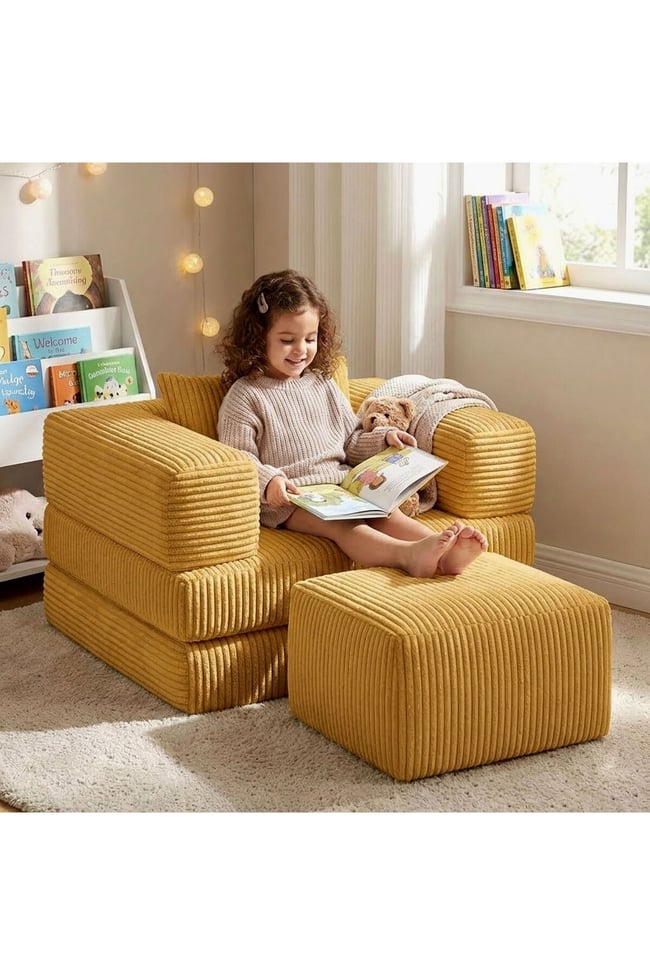 Premium Koyu Gri Fitilli Kadife Modüler Çocuk Koltuğu ve Puf Seti - Bebek Dinlenme Koltuğu- Foamly
Duo Sünger Koltuk - Foamly