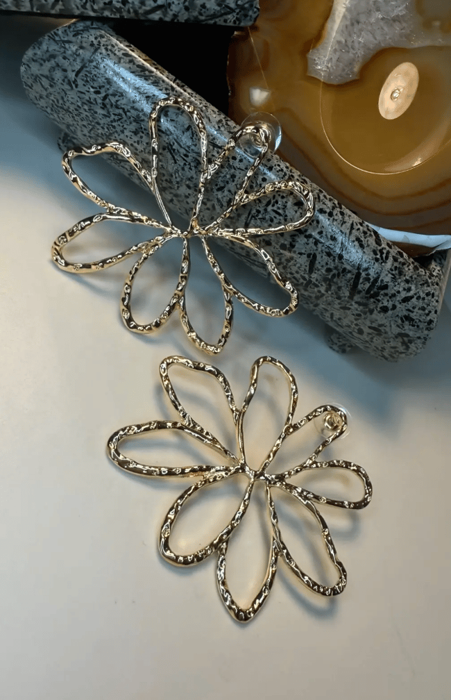 Çelik Floral Küpe 