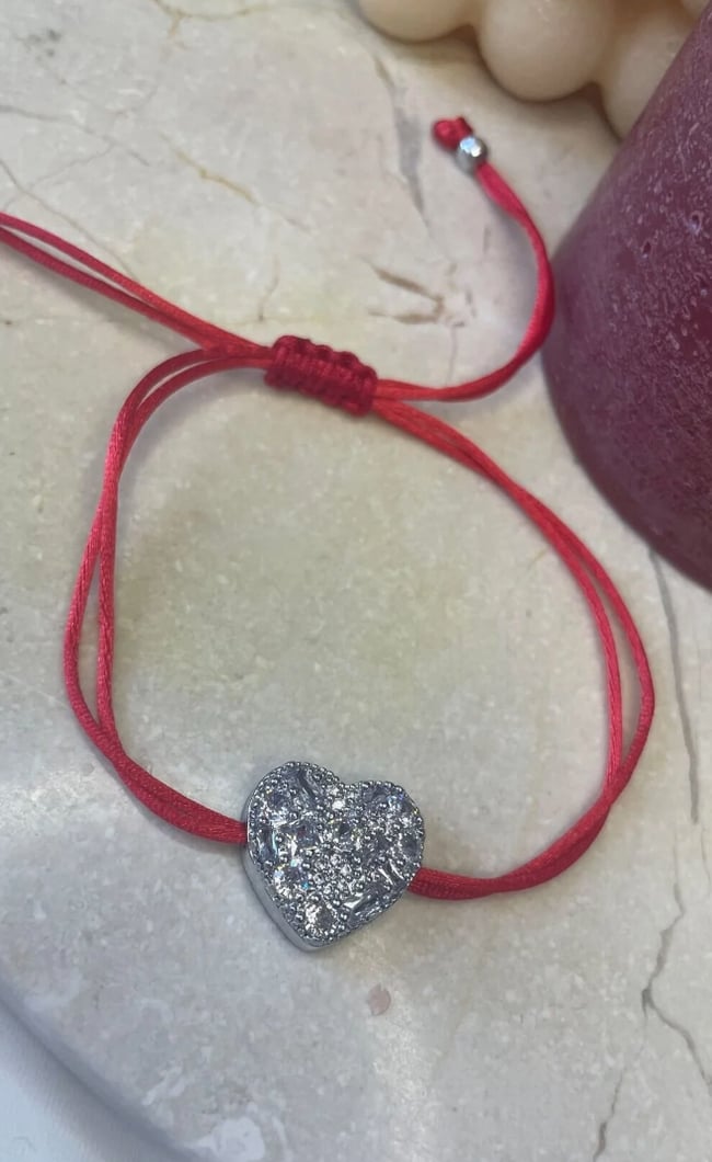 Kristal Kalp Kırmızı İpli Bileklik