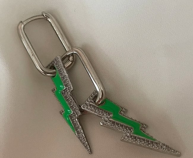 Şimşek Neon Yeşil Küpe 