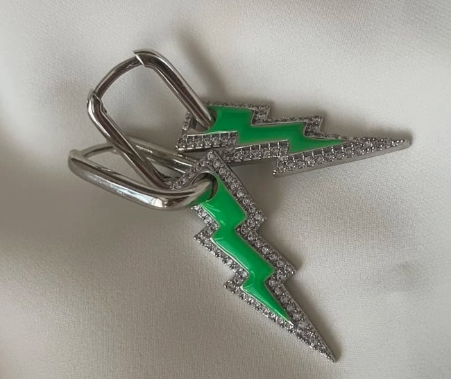 Şimşek Neon Yeşil Küpe 