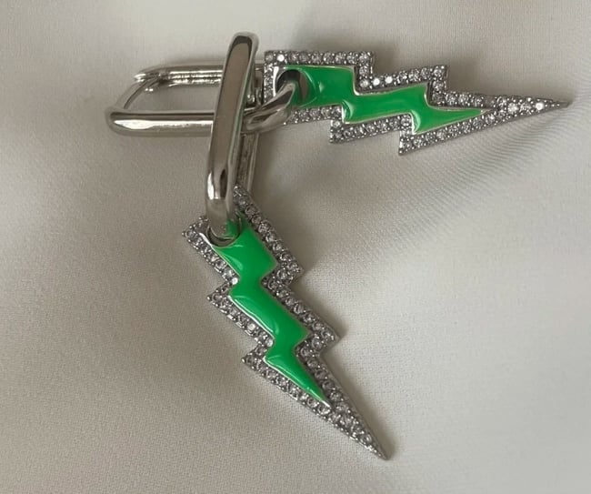 Şimşek Neon Yeşil Küpe 
