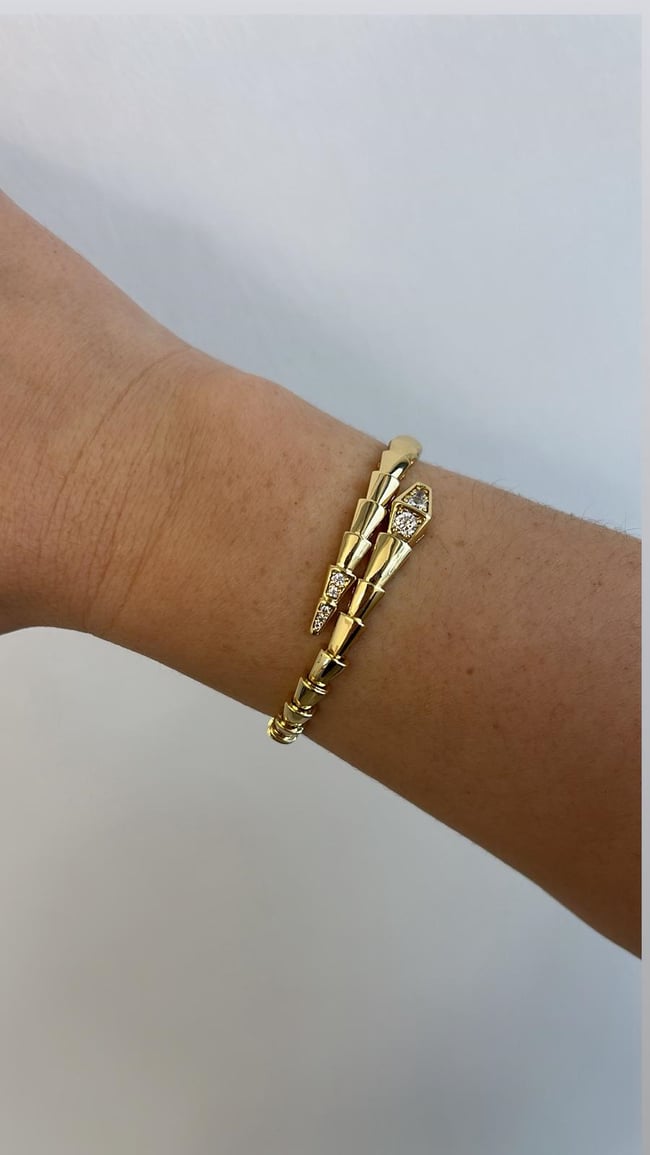 14K Gold Taşlı Blgria Kelepçe 17cm