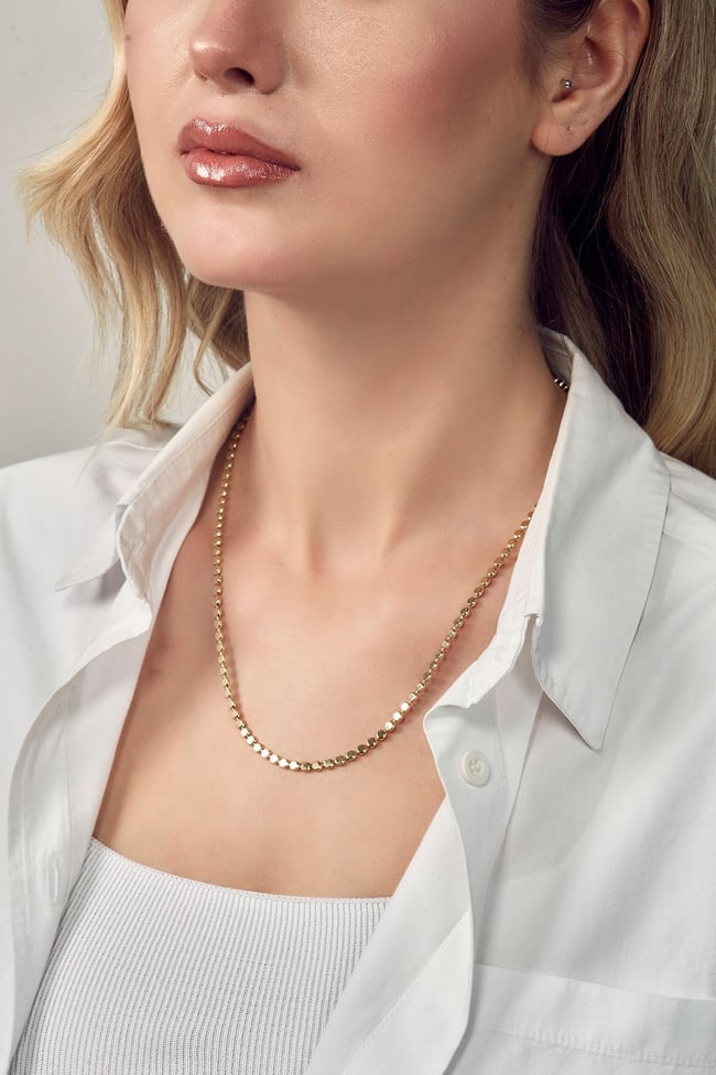 14K Gold  Vip Seri Ezme Zincir Kolye 50cm