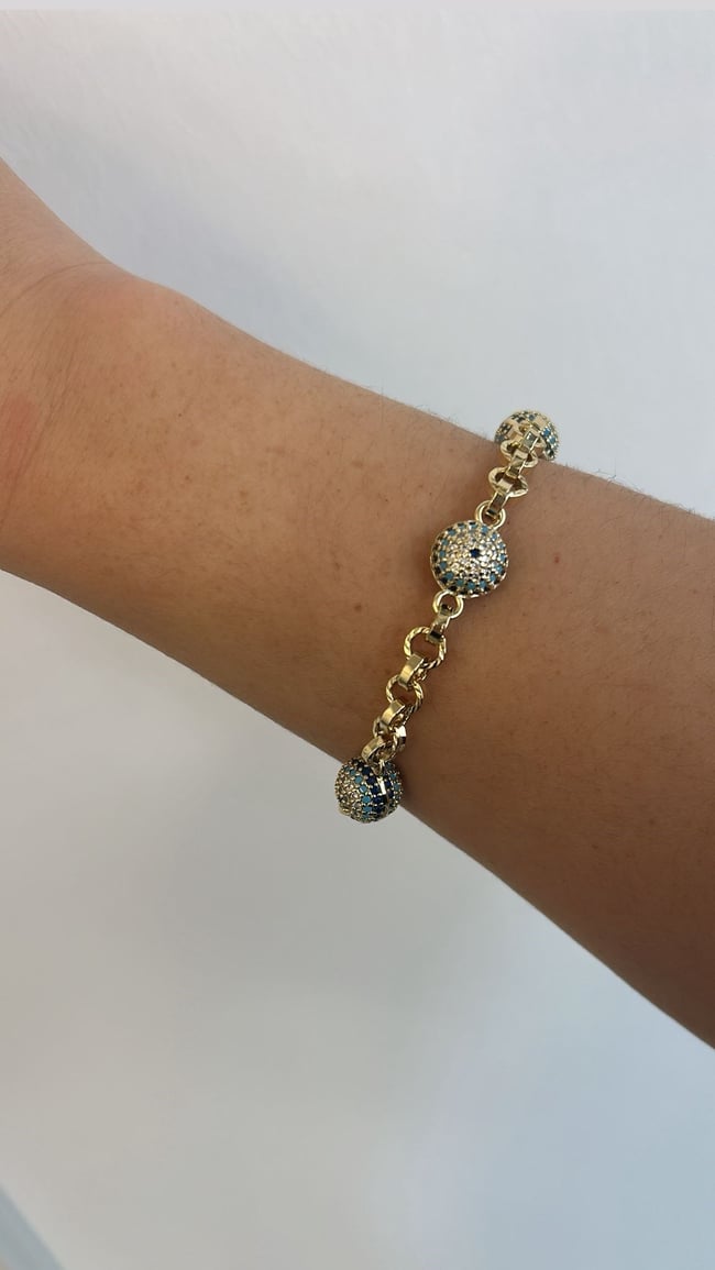 14K Gold Vip Seri Nazar Gözlü Bileklik 23cm