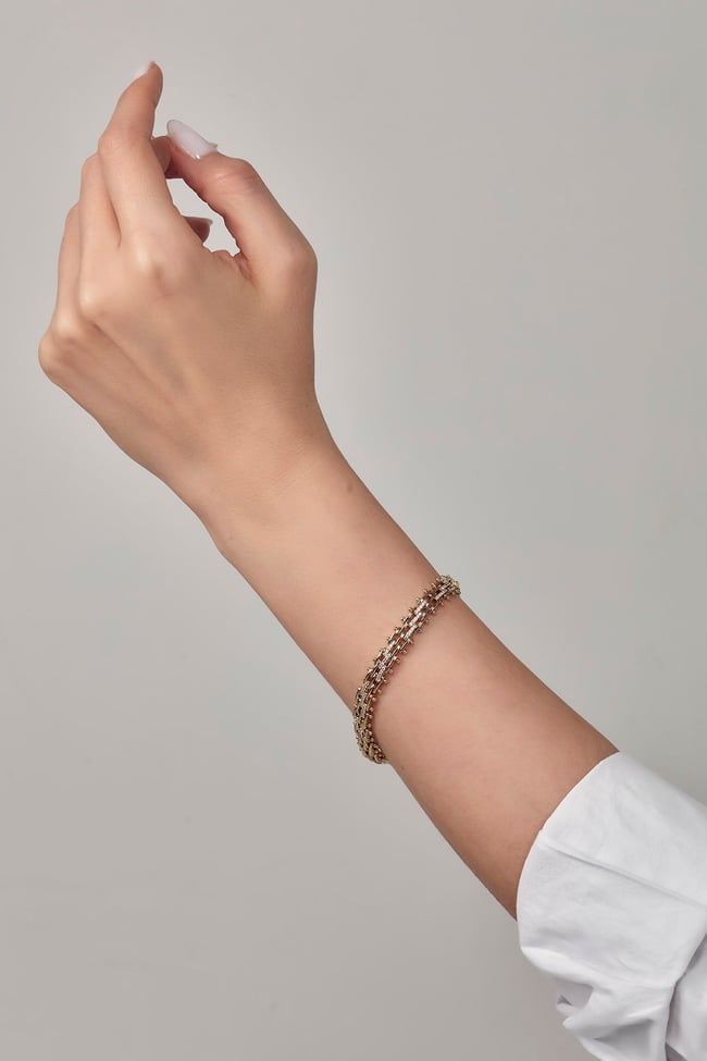 14K Gold Vip Seri  Taşlı Bileklik  18cm