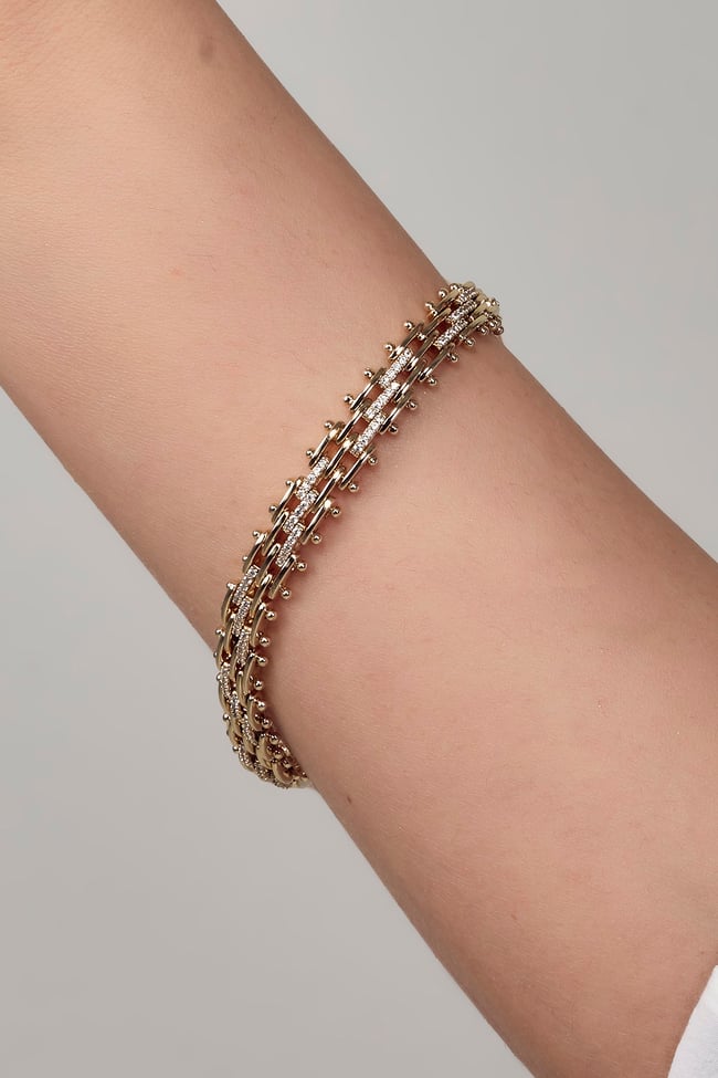 14K Gold Vip Seri  Taşlı Bileklik  18cm
