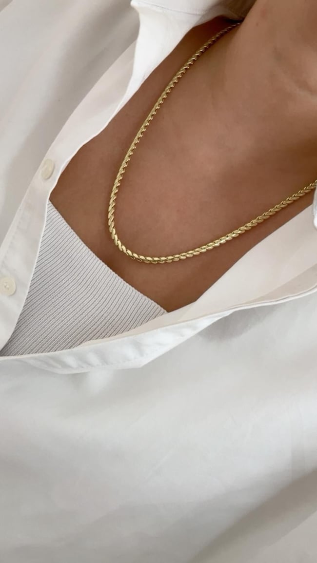 14K Gold Vip Seri Yassı  Ezme Kolye 50cm